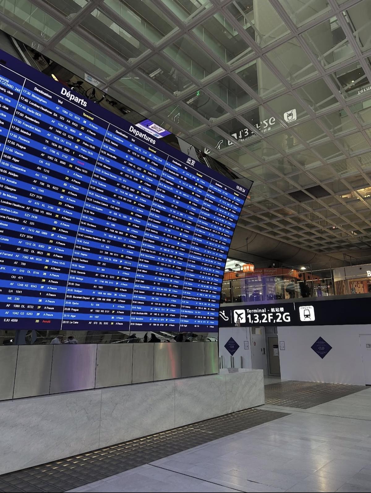 Tableau des départs Roissy CDG